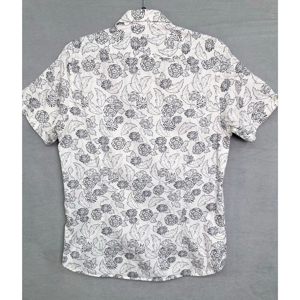 Ted Baker London Mens Floral Print Short Sleeve Button Up Shirt White Black M - Picture 3 of 8